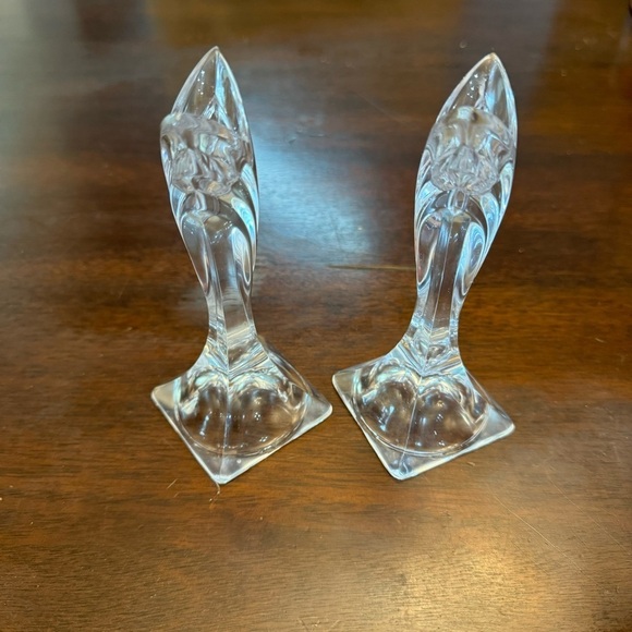 Mikasa Crystal Candle Holders Vintage 1980’s Deco Pattern Tulip Shape Tops - Picture 9 of 12